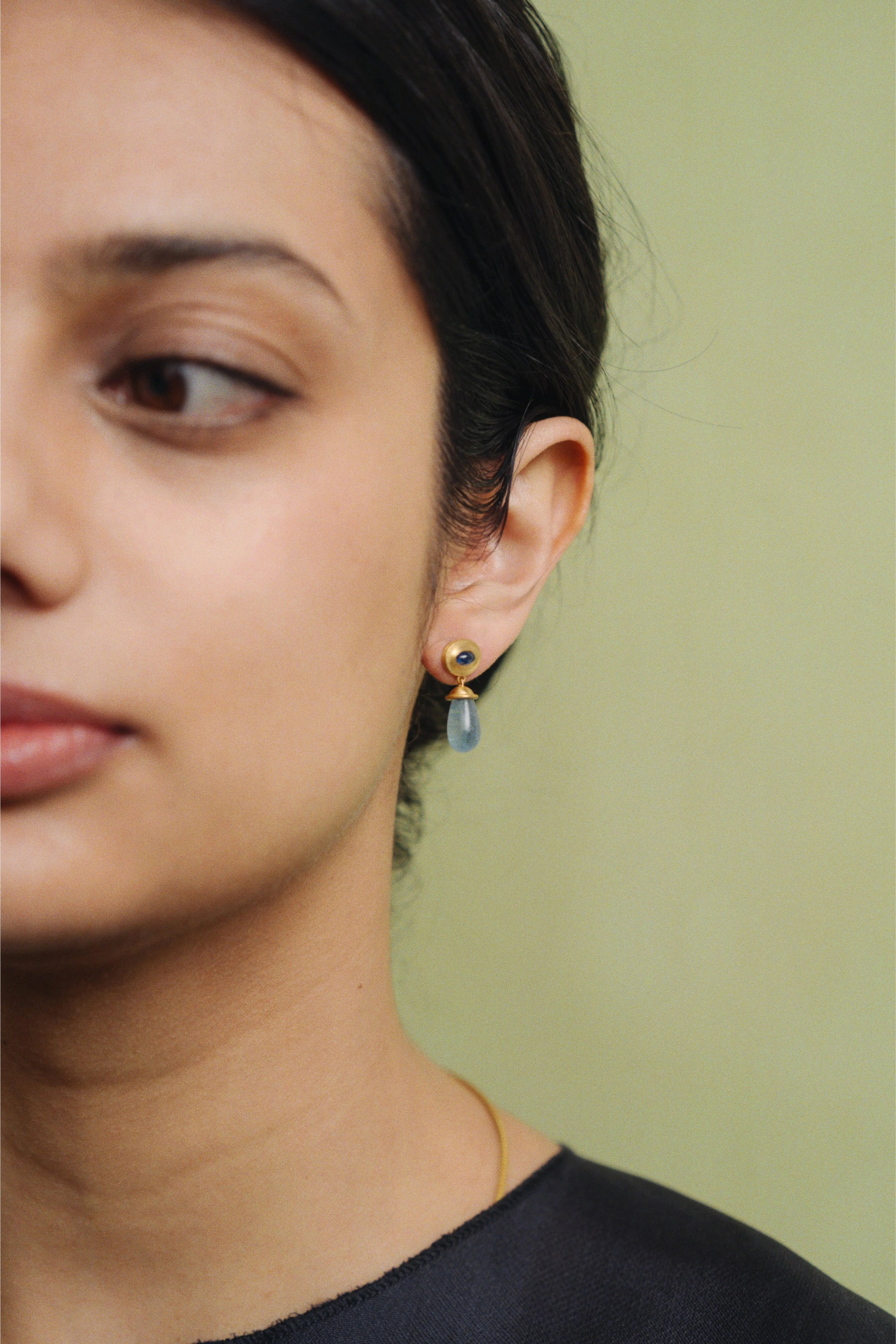 Aquamarine and Blue Sapphire Alabastra Earrings - Image 2