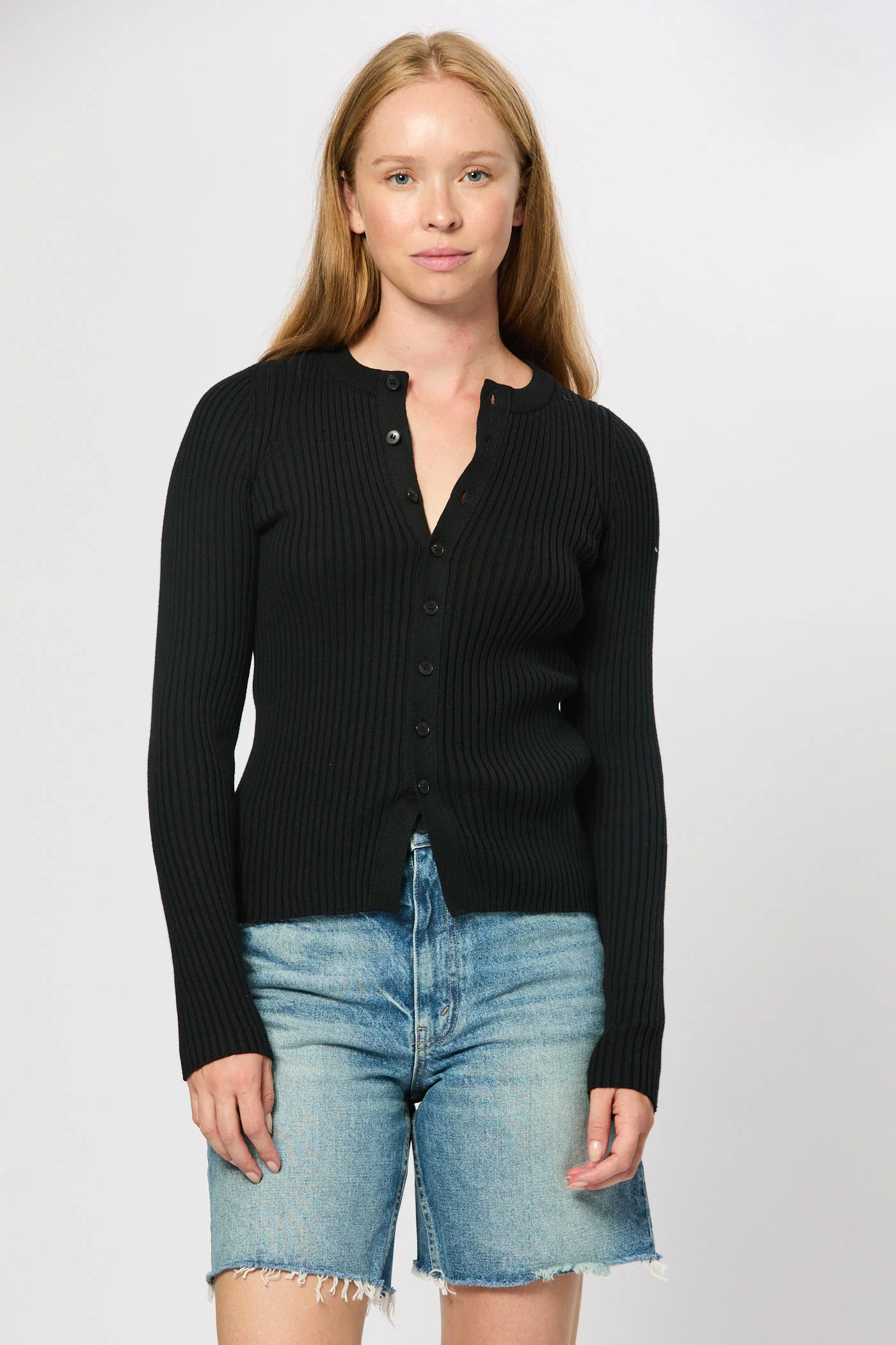 Rib Crew Neck Cardigan - Image 3