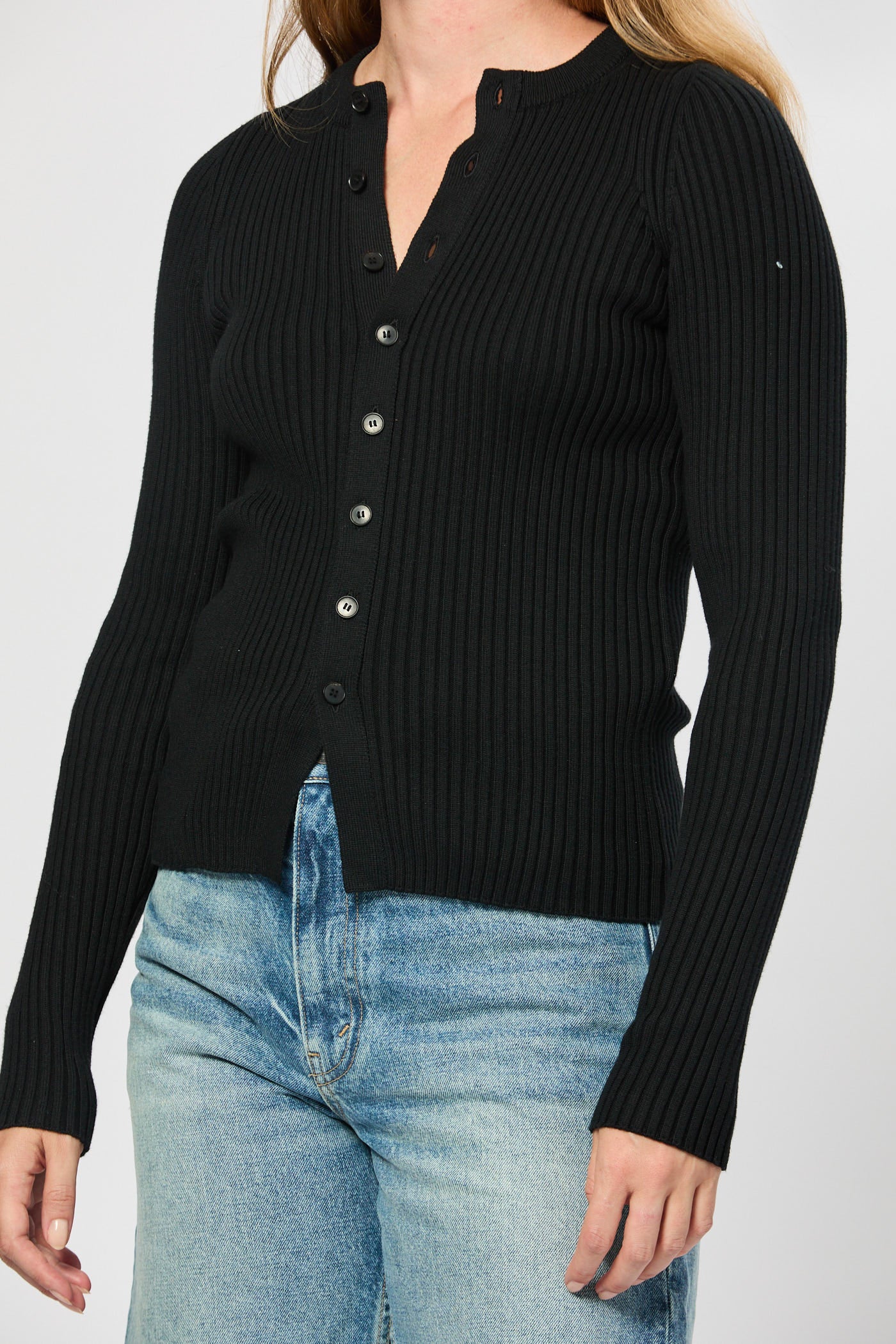 Rib Crew Neck Cardigan - Image 4