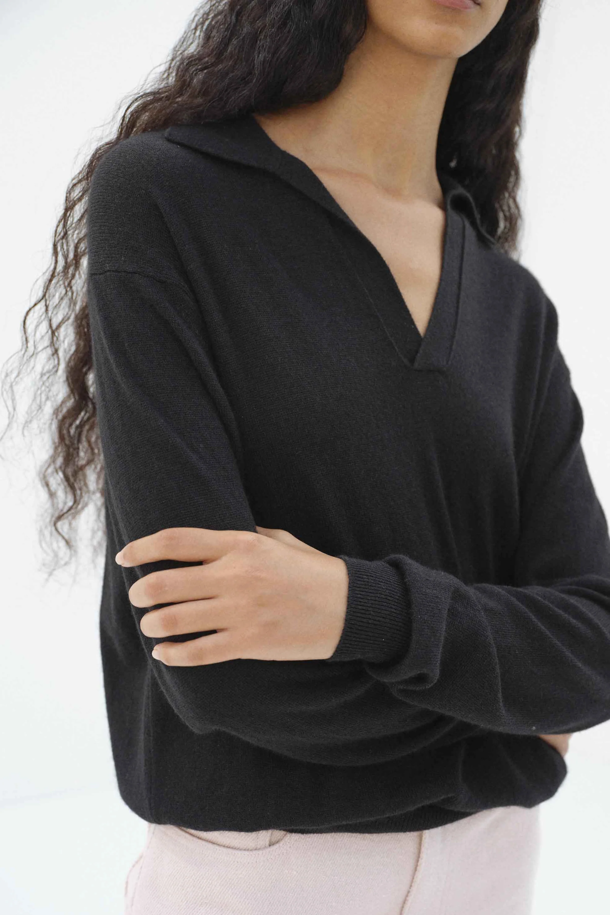 Cashmere Silk Knit L/S Polo - Image 3