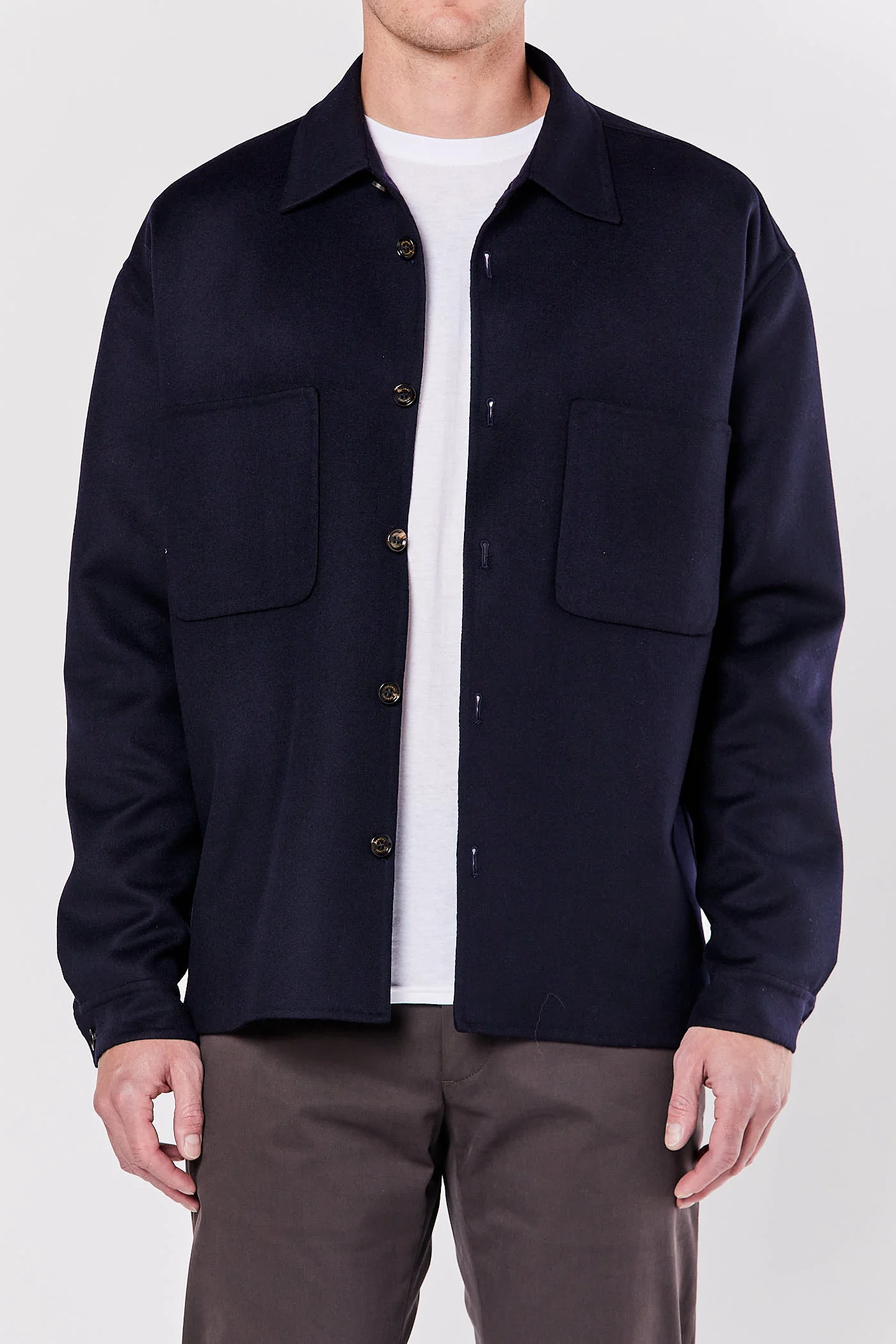 Blue Navy Single-Breasted Shirt Jacket - Image 3