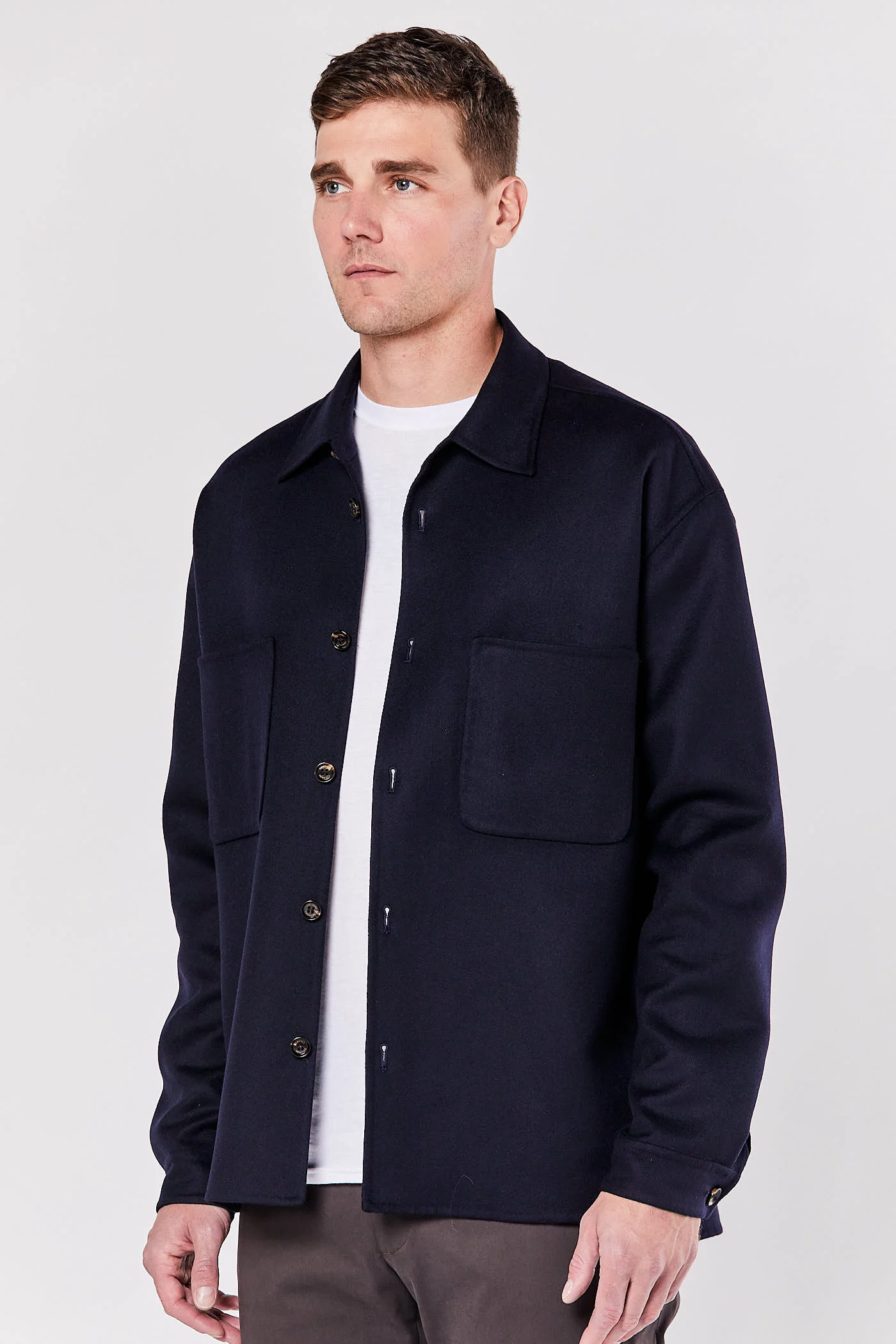 Blue Navy Single-Breasted Shirt Jacket - Image 4