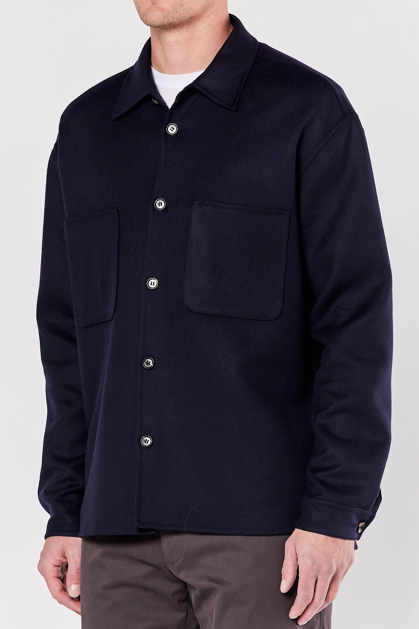 Blue Navy Single-Breasted Shirt Jacket - Image 5
