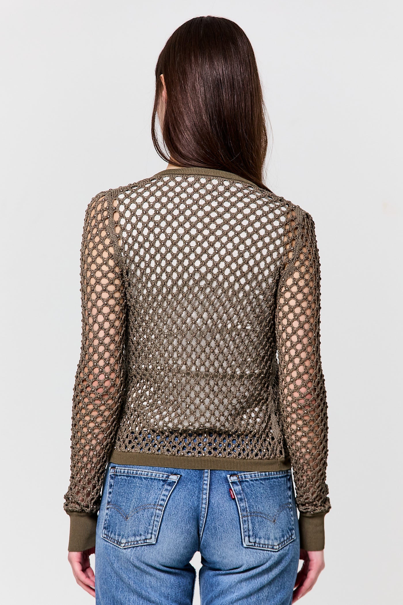 Zora Crystal Mesh Cotton Cardigan - Image 5