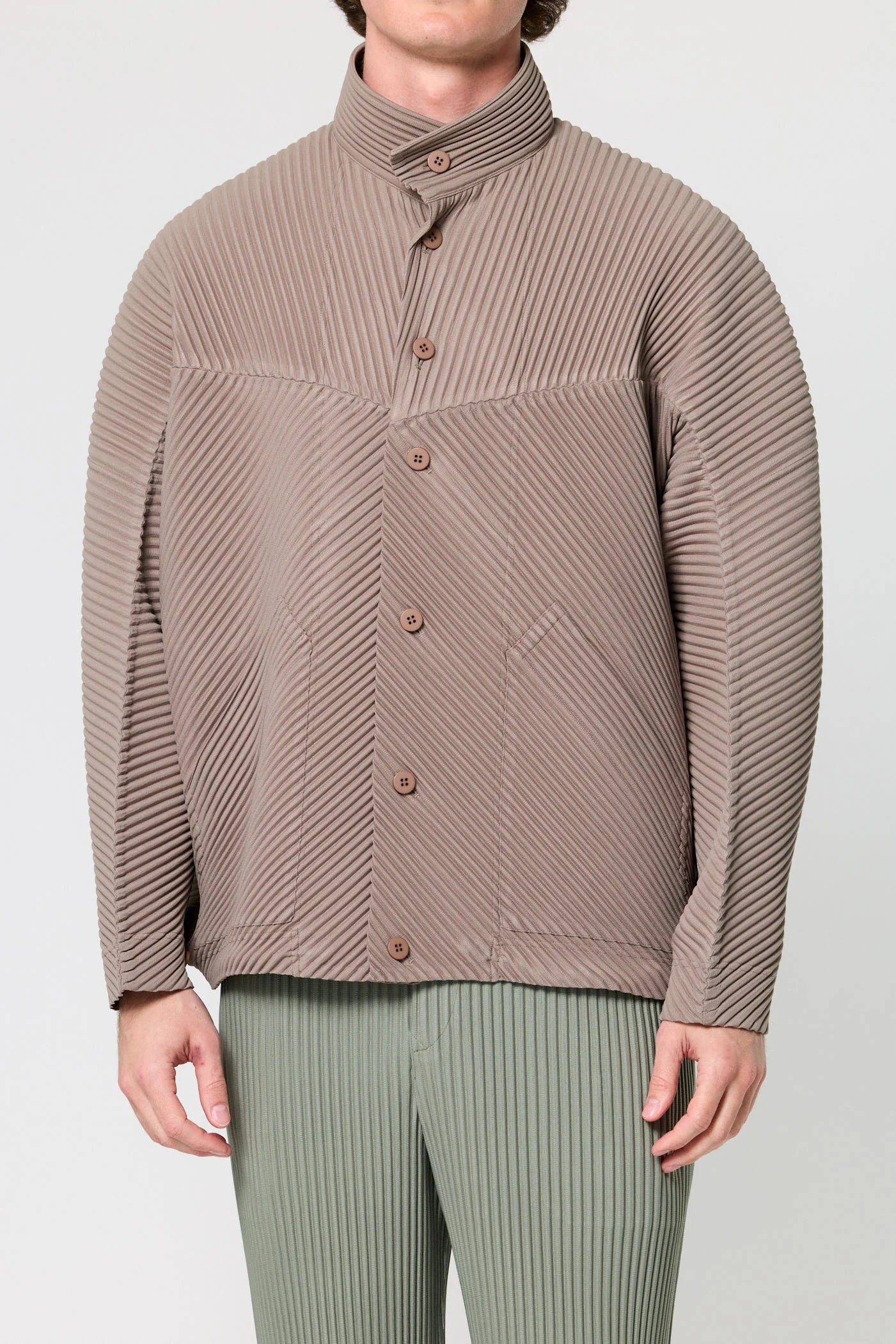 Pleated Buttons Blouson Top - Image 2