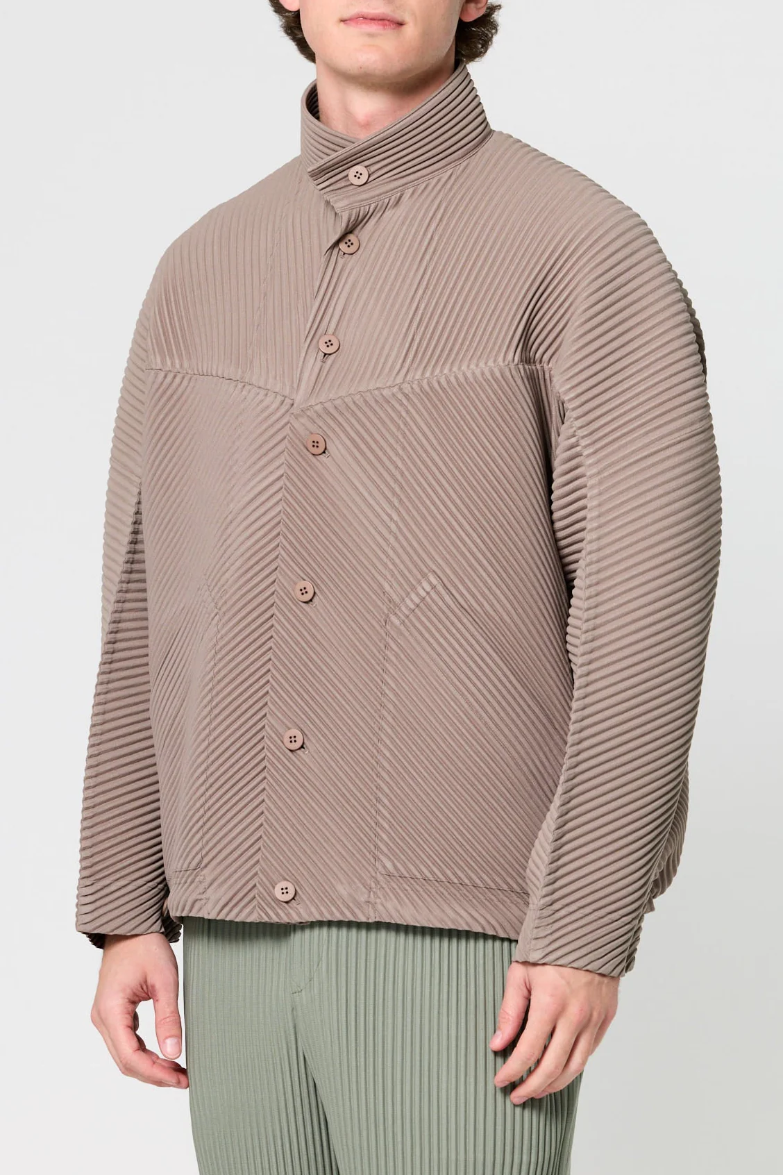 Pleated Buttons Blouson Top - Image 3