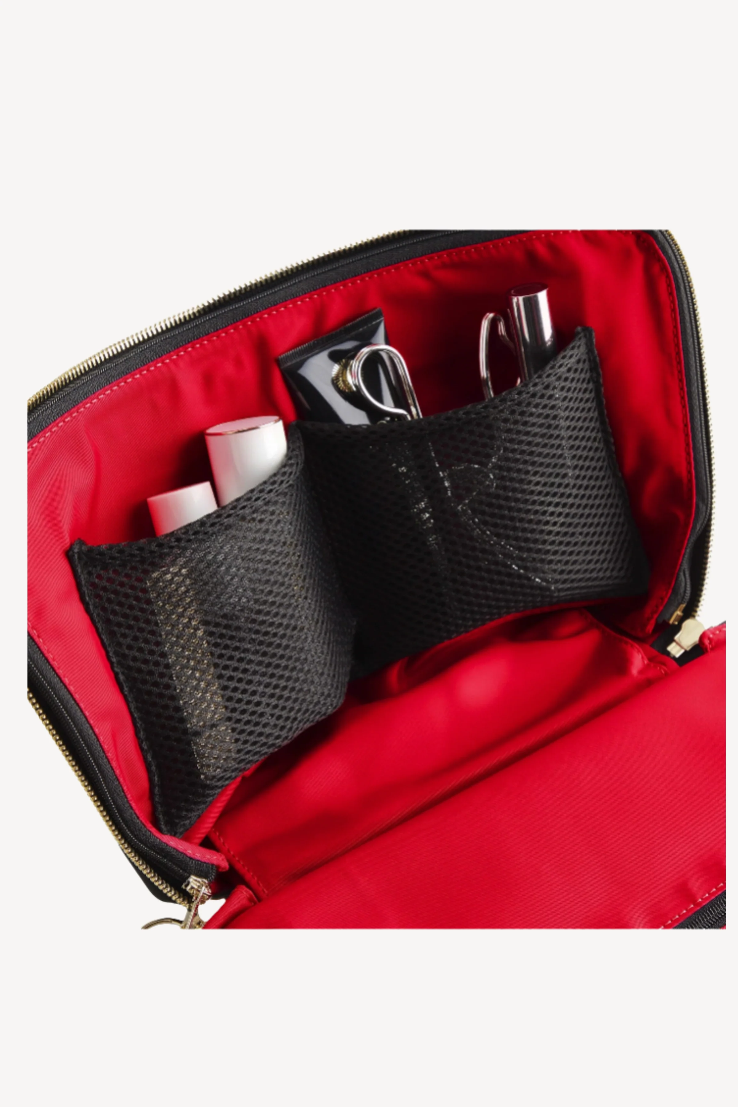 Camel & Red Vacationer Makeup Bag - Image 3