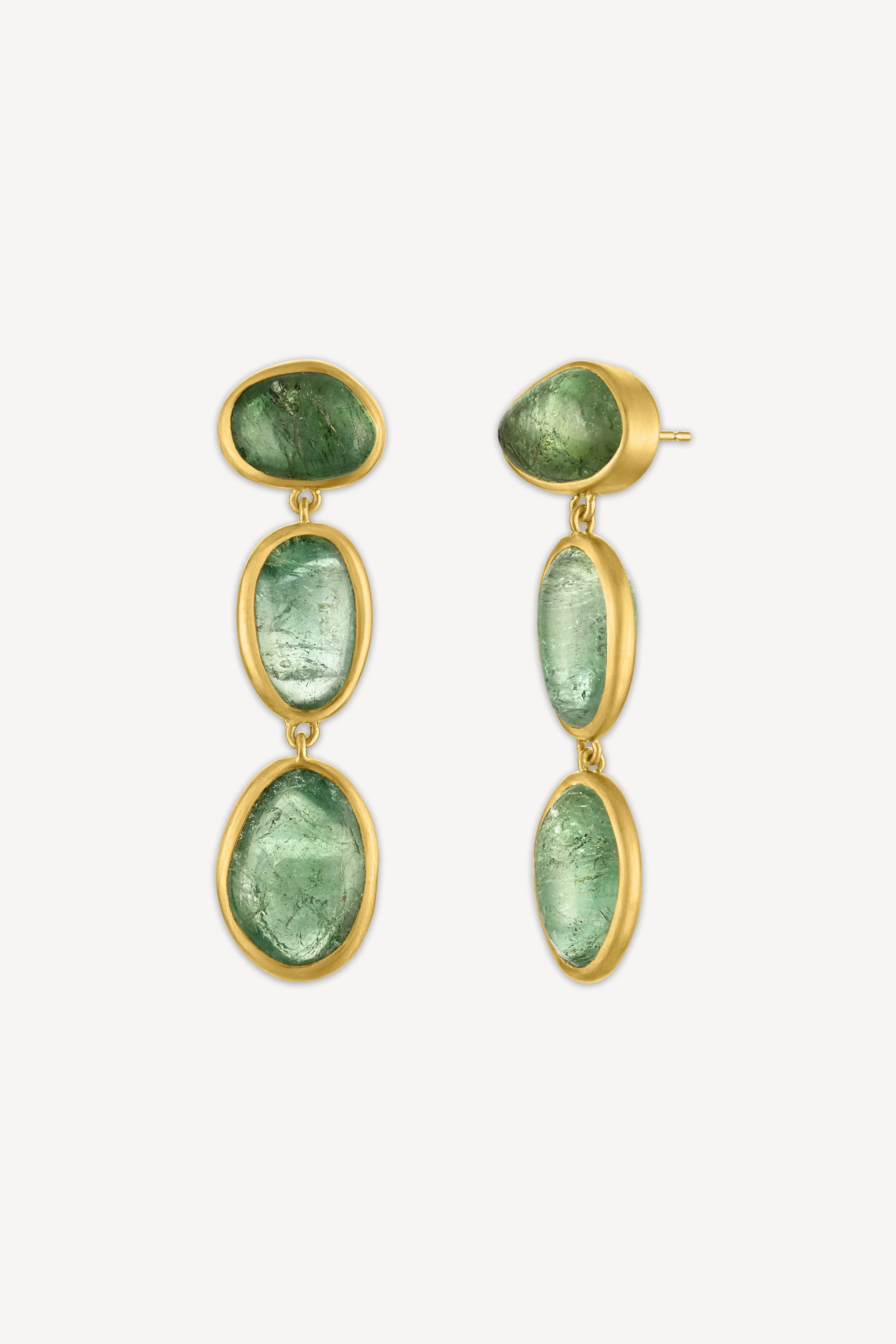 Tumbled Green Tourmaline Hyalus Earrings - Image 3