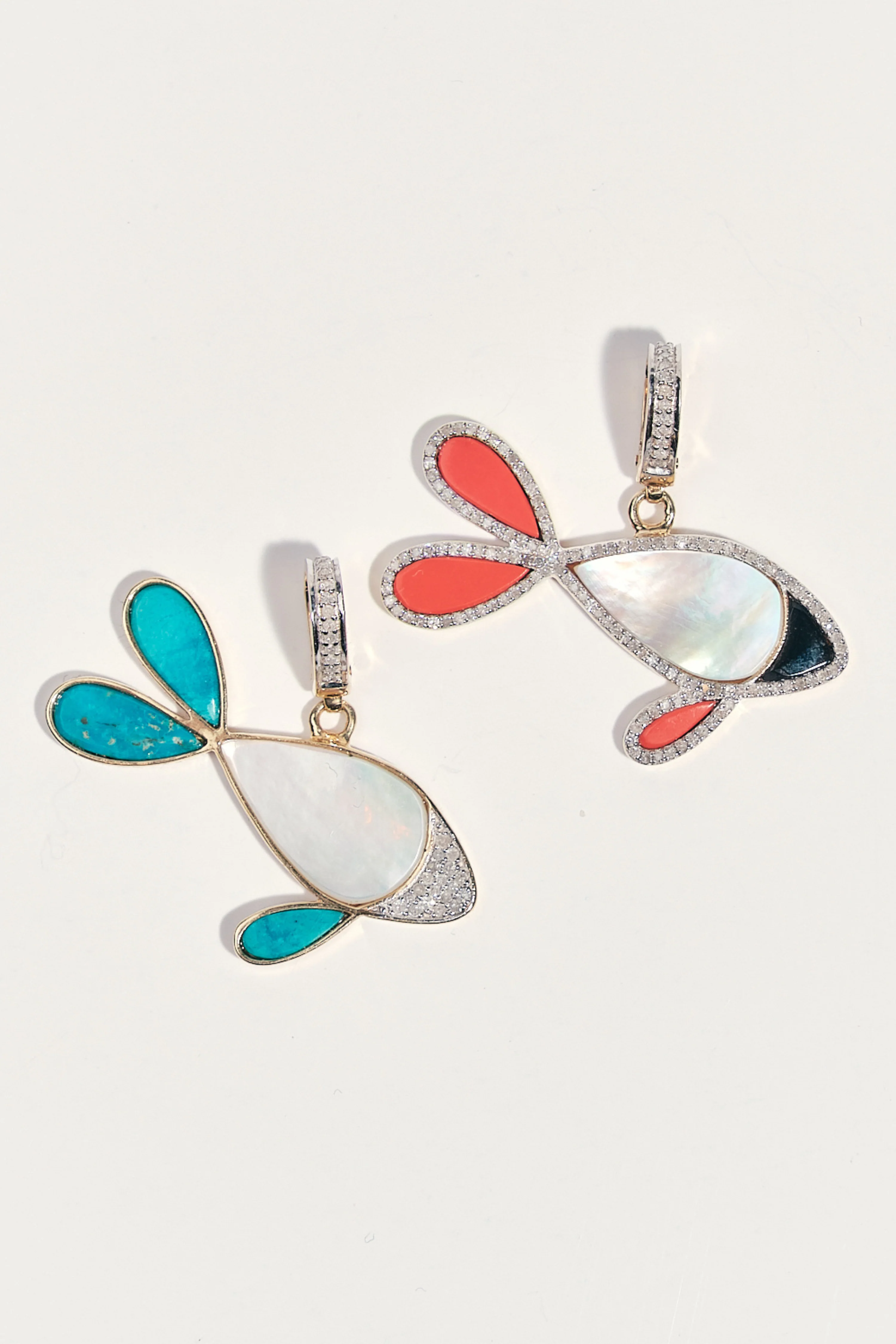 Turquoise & Mother of Pearl Fish Pendant - Image 2